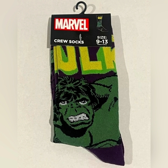 4/$25 Marvel Hulk Crew Socks  Green and Purple New - Picture 1 of 1